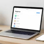 Beginner-friendly digital tools for productivity displayed on a laptop, tablet, and smartphone in a clean, organized workspace