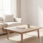 Minimalist living room with clean surfaces, natural light, and simple decor showing the benefits of a clutter-free lifestyle.