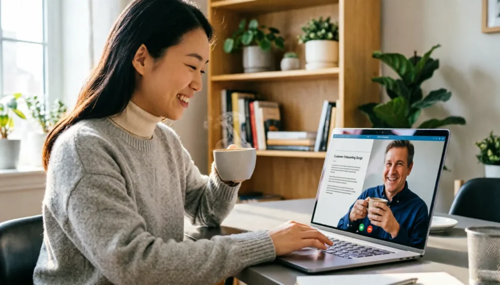 Entrepreneur doing a free customer discovery call using a validation script