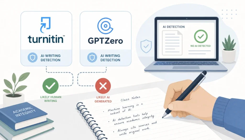 AI detection tools Turnitin and GPTZero with ethical writing tips