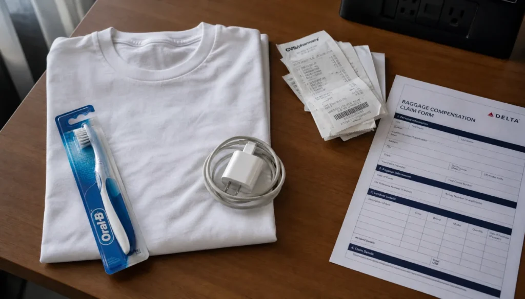 Receipts and claim form for delayed baggage reimbursement essentials