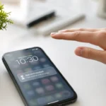 iPhone screen in grayscale mode displaying an Instagram feed in black and white, demonstrating how removing color reduces visual appeal to help cut screen time.