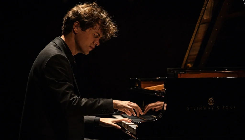 OM-1 indoor low light photo of piano recital at ISO 6400