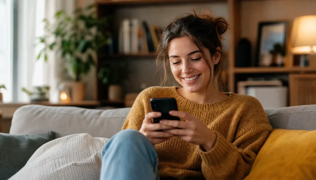 A person sending a personal message on their phone, representing the strategy of reaching out to your existing network to find your first client.