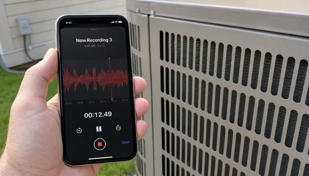 Using a phone to record humming noise from AC unit to diagnose bad capacitor