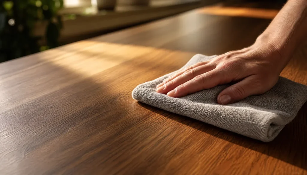 wood table after removing water ring using mayonnaise method
