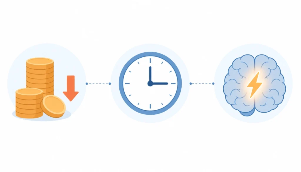 Infographic illustrating the three hidden costs of streaming: money, time, and attention.