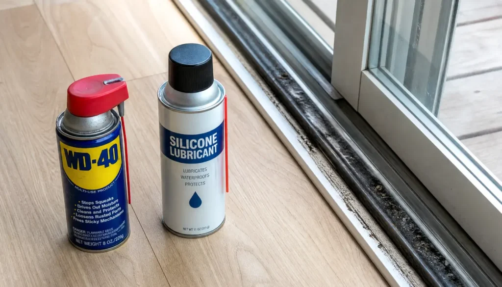 WD-40 versus silicone lubricant for sliding glass door track