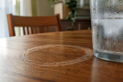 white water ring stain on wood table before using mayonnaise