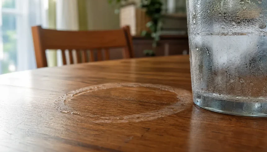 white water ring stain on wood table before using mayonnaise
