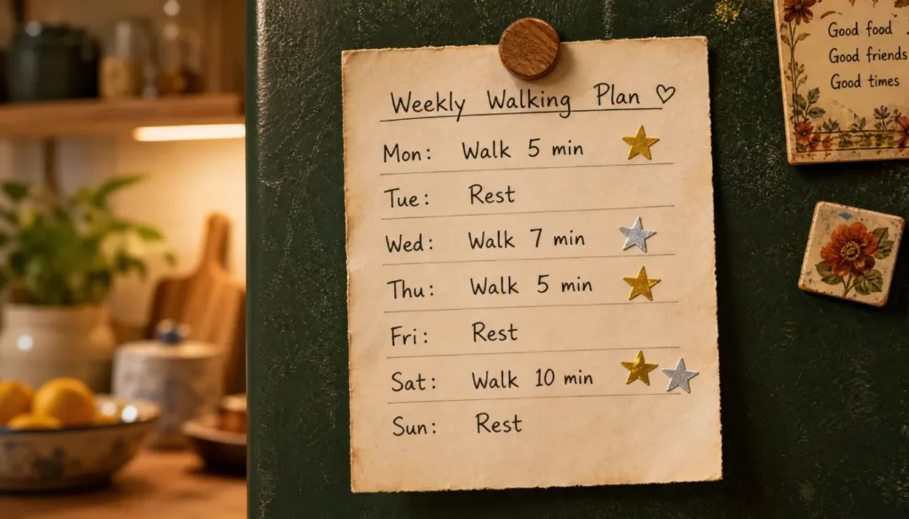 4 week beginner walking plan with short, progressive daily walks