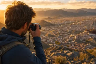 Best travel cameras 2026 featured image showing Fujifilm X100VI in use on a mountain