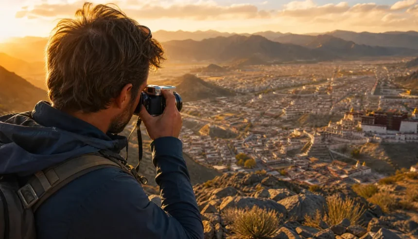 Best travel cameras 2026 featured image showing Fujifilm X100VI in use on a mountain