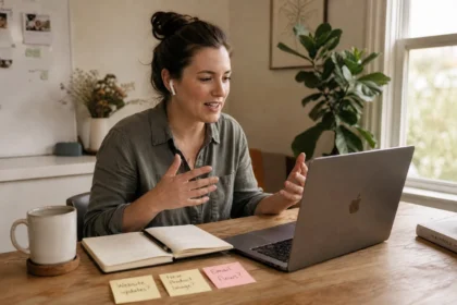 Founder taking notes during a customer feedback call before building a product