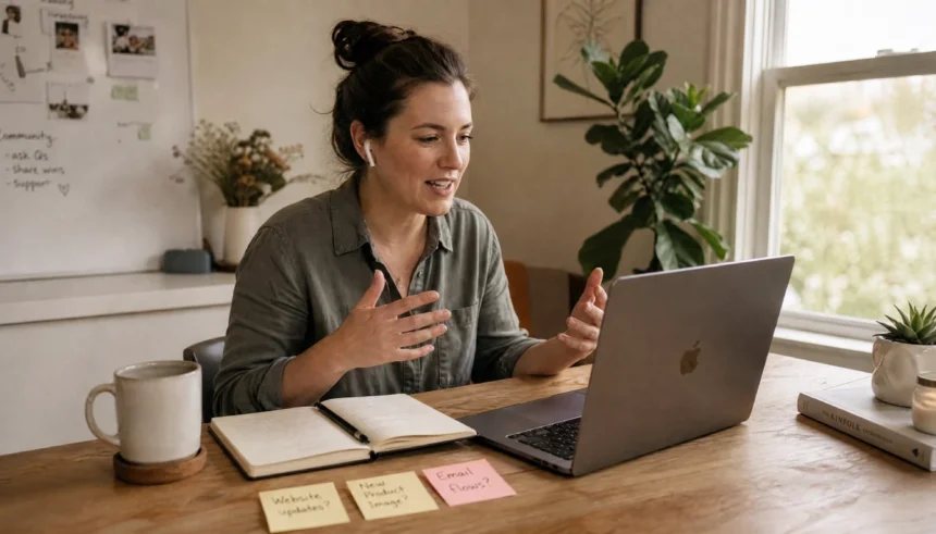Founder taking notes during a customer feedback call before building a product