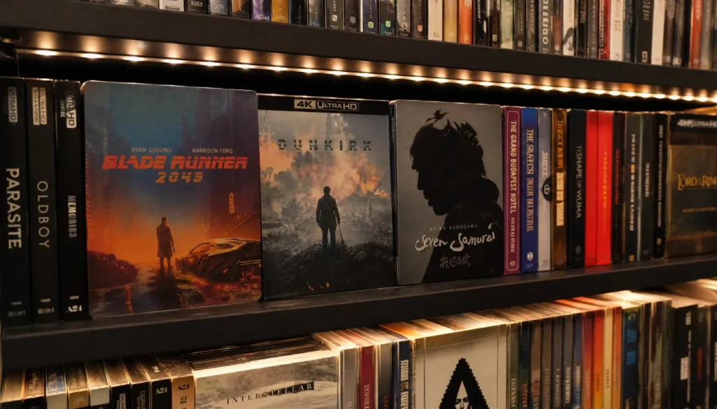 Shelf of Blu-ray and 4K collector's editions featuring director's cut releases