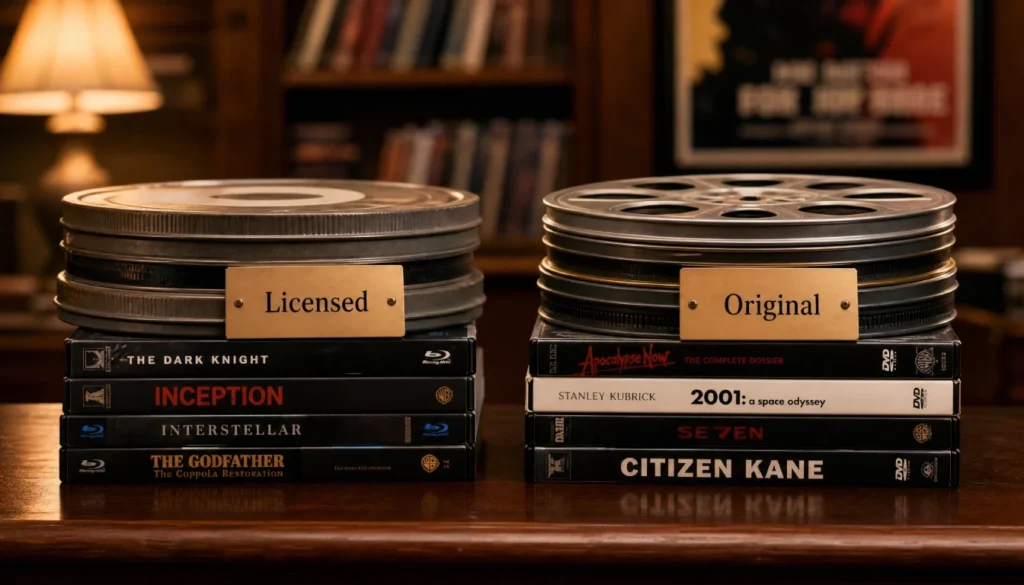 Licensed content versus original content on a shelf