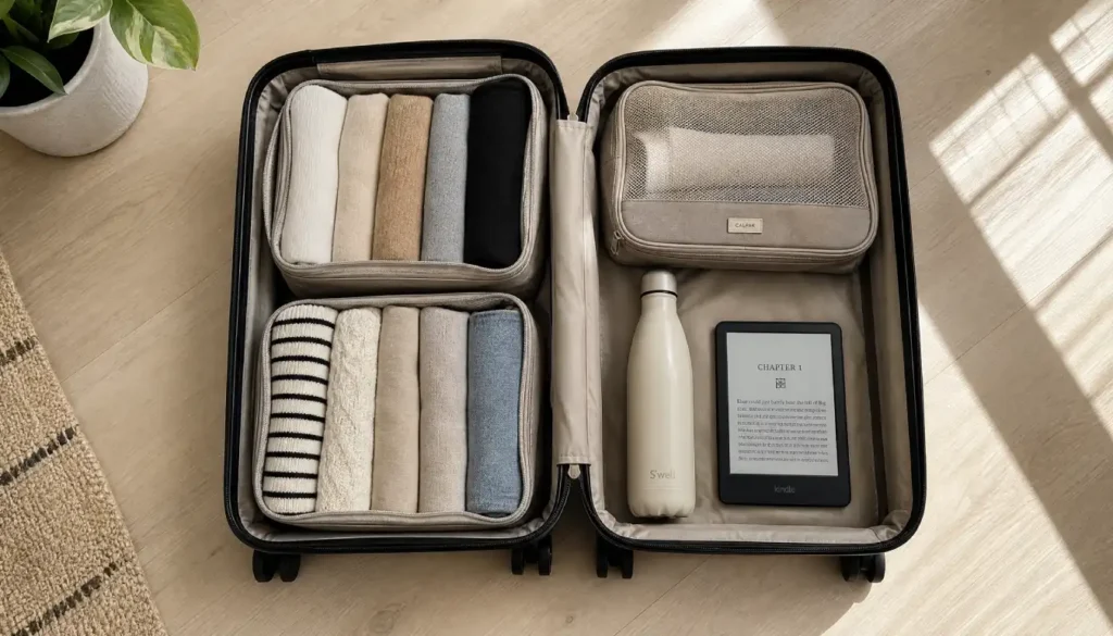 Minimalist carry-on packing for a multi-city trip.
