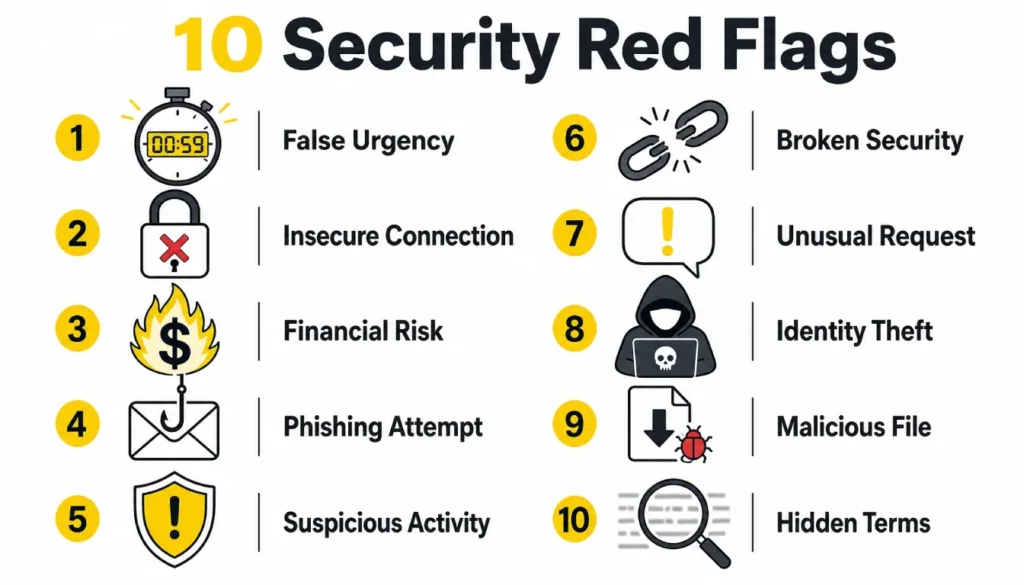 Infographic listing 10 red flags for travel package scams