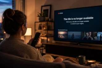 Person watching a "no longer available" message on a streaming app