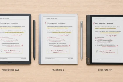 Kindle Scribe vs reMarkable 3 vs Boox Note Air4 digital notebook comparison 2026
